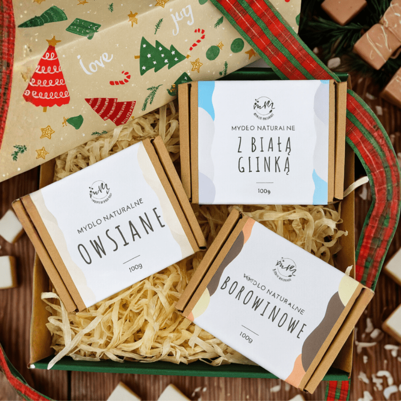 PROMOCJA Zestaw prezentowy *Podaruj naturę* mydło owsiane, mydło borowinowe, mydło biała glinka