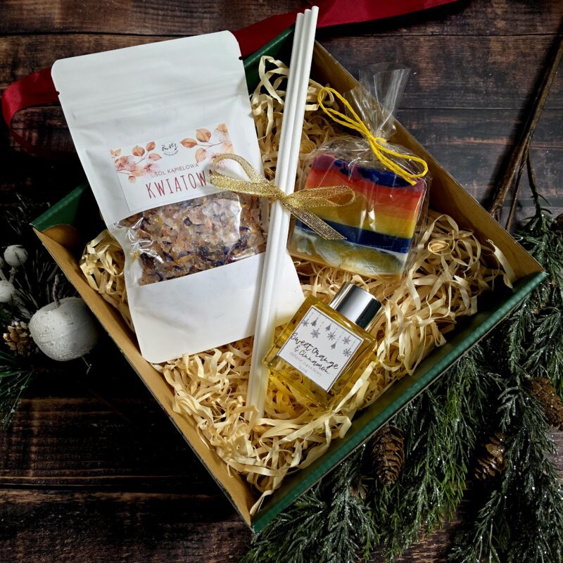 PROMOCJA Zestaw prezentowy 1 sól kąpielowa, dyfuzor zapachowy, mydełko glicerynowe