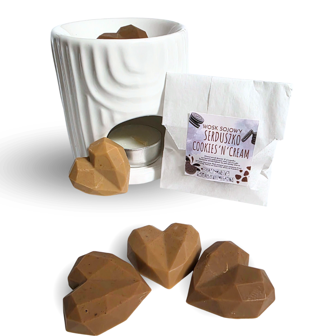 Mini wosk sojowy Serduszko Cookies'n'Cream 1szt/3szt x 9g