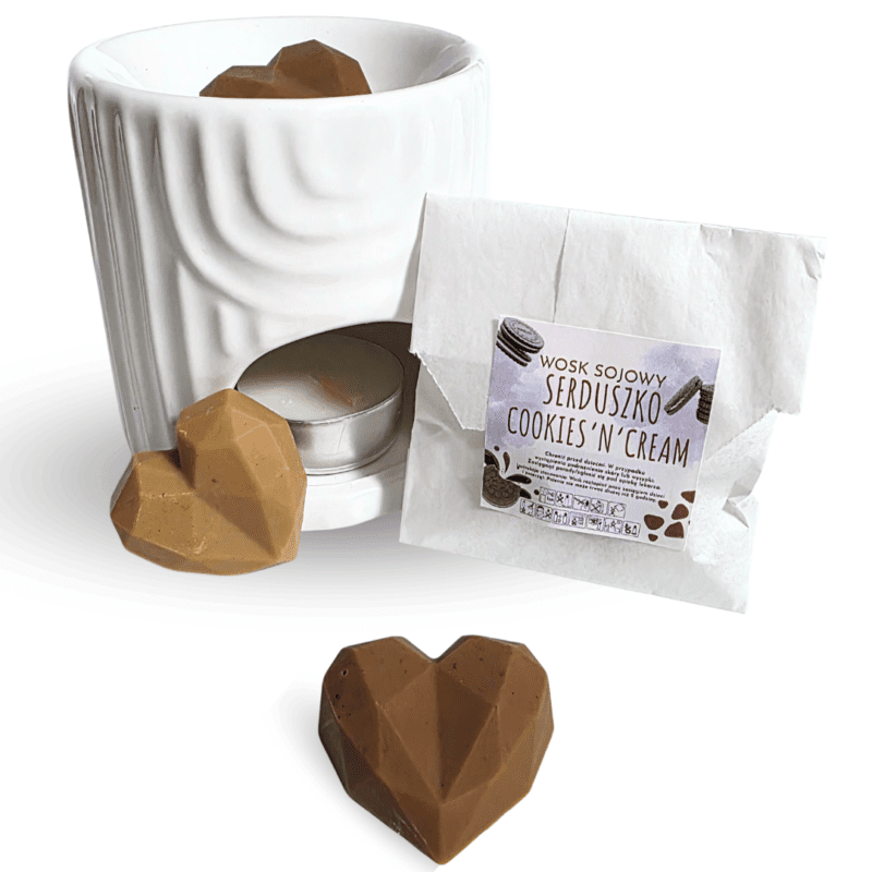Mini wosk sojowy Serduszko Cookies'n'Cream 1szt/3szt x 9g
