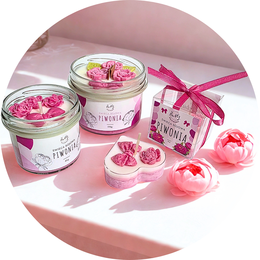 NOWA ODSŁONA! Świeca sojowa Piwonia - 3 warianty