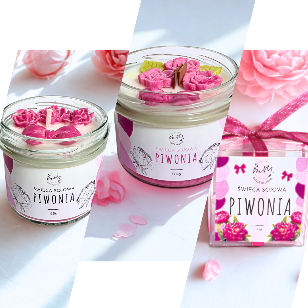 NOWA ODSŁONA! Świeca sojowa Piwonia - 3 warianty
